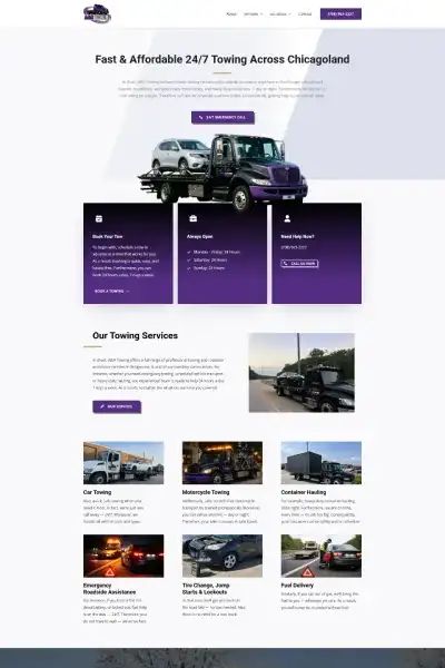Towing and roadside assistance website built by Web Smith for A&N Towing